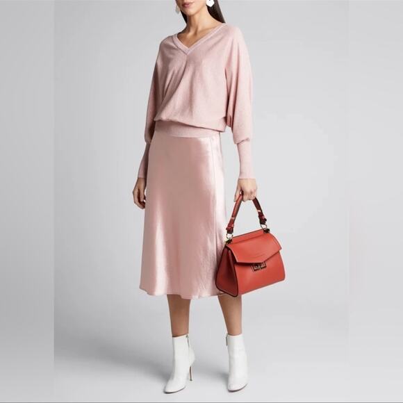 Milly Womens Metallic Pink Dolman Sleeve Slouchy Knit V Neck Sweater Top Size M - Picture 9 of 9